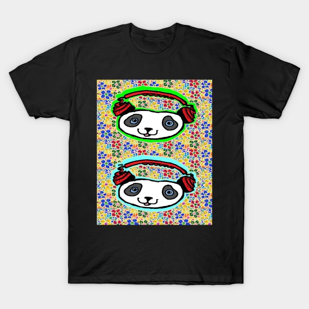 flowers,rocking,urban,panda by LowEndGraphics T-Shirt by LowEndGraphics